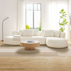 134.63'' Oversized L-Shape Sectional Sofa Couch with Facing Chaise Right  Beige Sofa with Deep Seat for Living Room