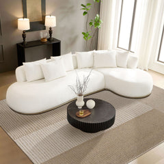 134.63'' Oversized L-Shape Sectional Sofa Couch with Facing Chaise Right  Beige Sofa with Deep Seat for Living Room