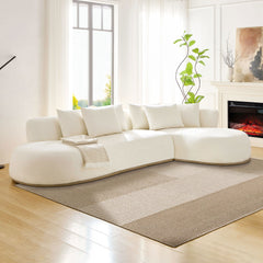 134.63'' Oversized L-Shape Sectional Sofa Couch with Facing Chaise Right  Beige Sofa with Deep Seat for Living Room