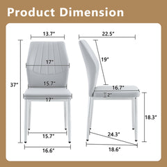 Set of 6 Light Gray -and -Silver Dining Chairs,37 inches High:Ergonomic PU Backrest,Combines Comfort and Style.Perfectly blends comfort and elegance,Injecting more comfort and style into dining time.