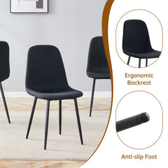 Table and chair set.Modern Extendable MDF Dining Table.Suitable for gatherings of different size.Paired with 4 Black Linen-Cotton Material High Resilience Dining Chair with Metal Black Leg.