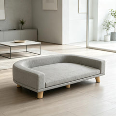 Pet Sofa Couch Bed with Washable Cushion for Large Dogs, Cats, Gray