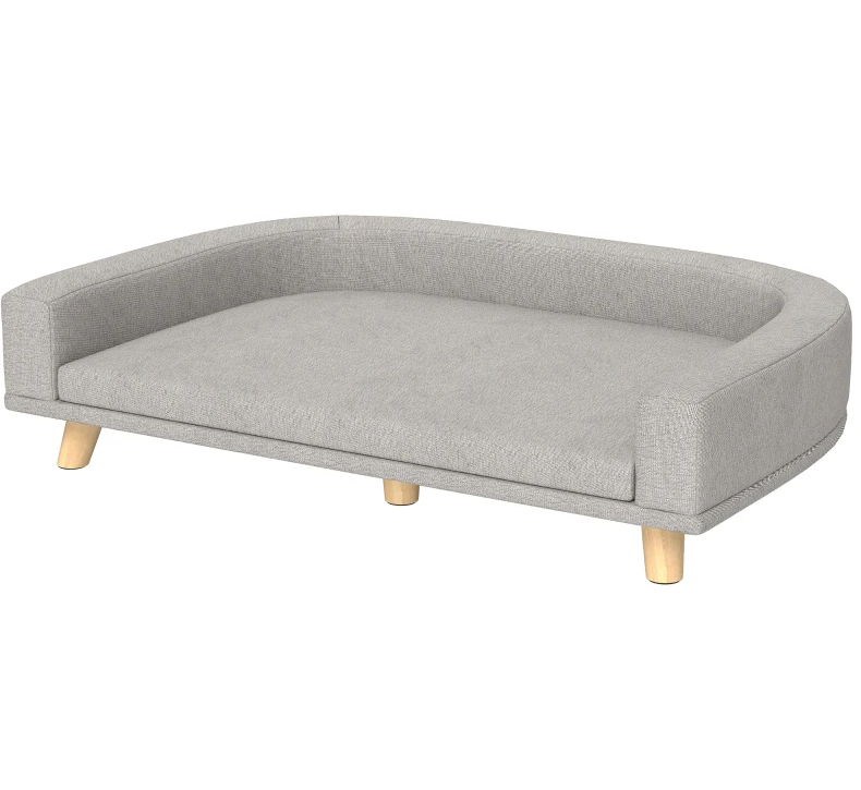 Pet Sofa Couch Bed with Washable Cushion for Large Dogs, Cats, Gray