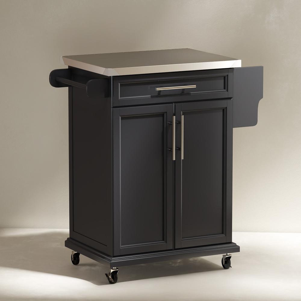 Rolling Kitchen Cart,Kitchen Island on Wheels,with Stainless Steel Countertop,Drawer,Towel Rack and Spice Rack,Utility Storage Trolley