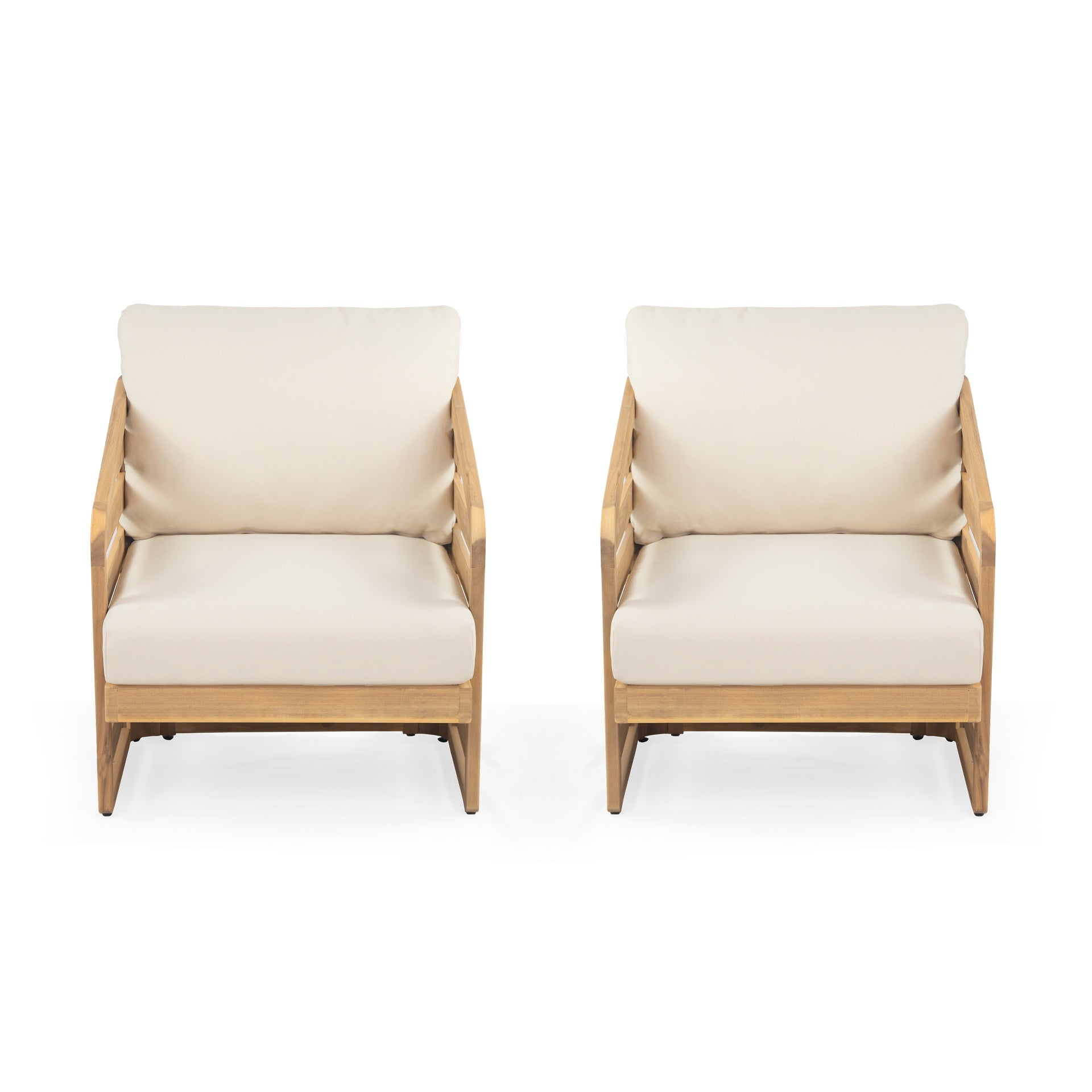 Royal Wood Club Chair Set Of 2, Beige