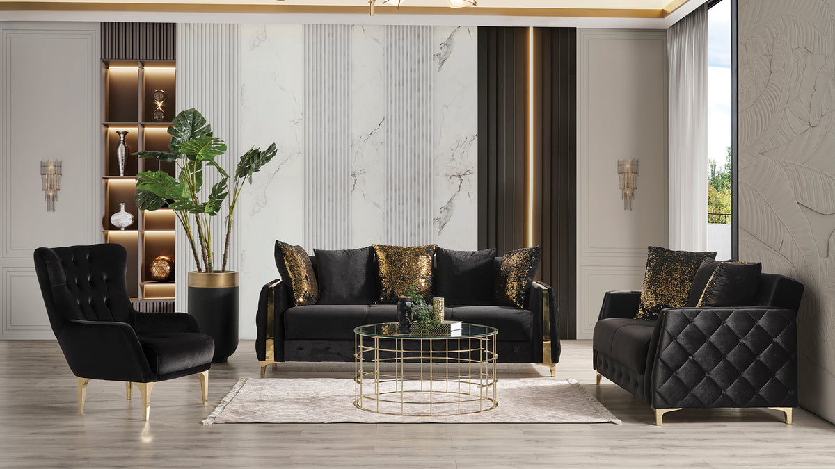 Lust 3Pc Modern Living Room Set  in Black(CA INVENTORY)