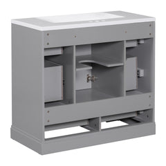 36" Bathroom Vanity with Sink Combo, Six Drawers, Multi-Functional Drawer Divider, Adjustable Shelf, Grey