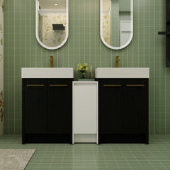 60 Inch Freestanding Bathroom Vanity with Resin Sink and a Storage Cabinets, With Soft Closing Door, 09224*2+0312 Combination Cabinet, KD-Package