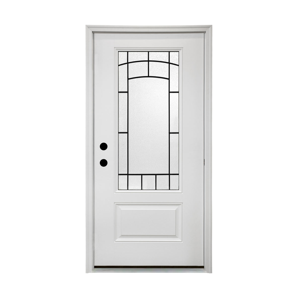 36 x 80 Smooth Fiberglass Entry Door with Brickmould,3/4 View Frosted Glass - Classic Style for Home's Front Entrance, Vinyl Frame, Right Hand Inswing,White Primed Knock-Down Door