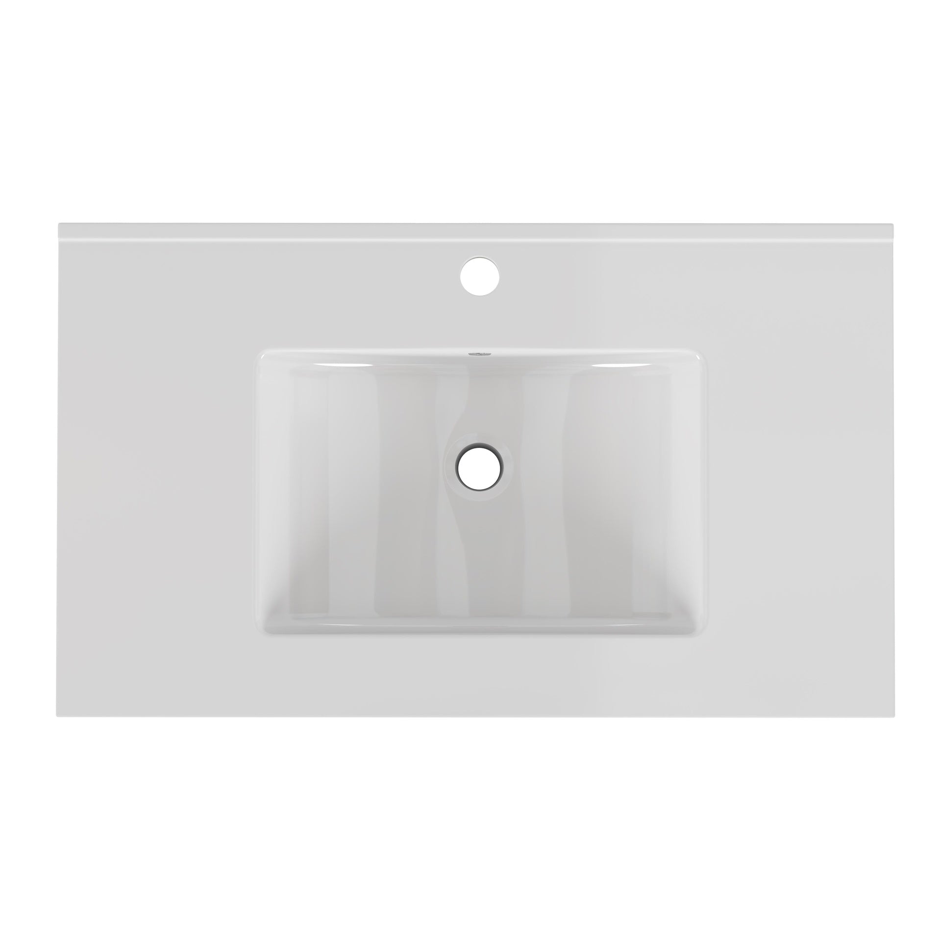 32-Inch White Ceramic Bathroom Sink, Fits 32-Inch Vanity,Pre-Drilled Faucet Hole,Modern Minimalist Design,Durable & Easy to Clean