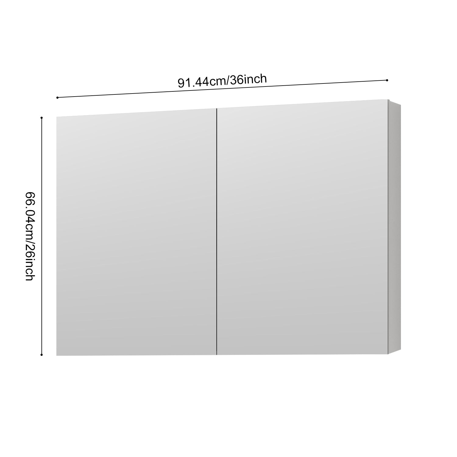 36'' W x 26'' H Surface Frameless Mirror Medicine Cabinet, Beveled Mirror Edges Bathroom Medicine Cabinet