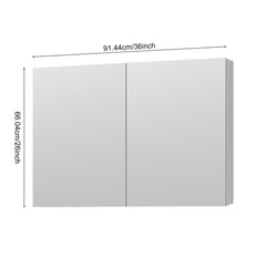 36'' W x 26'' H Surface Frameless Mirror Medicine Cabinet, Beveled Mirror Edges Bathroom Medicine Cabinet