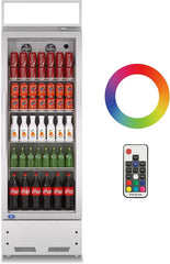 Refrigeration Glass 1 Door Upright Display Beverage Cooler Merchandiser with LED Lighting, 16.5 Cubic Ft., ETL Approved, Silver