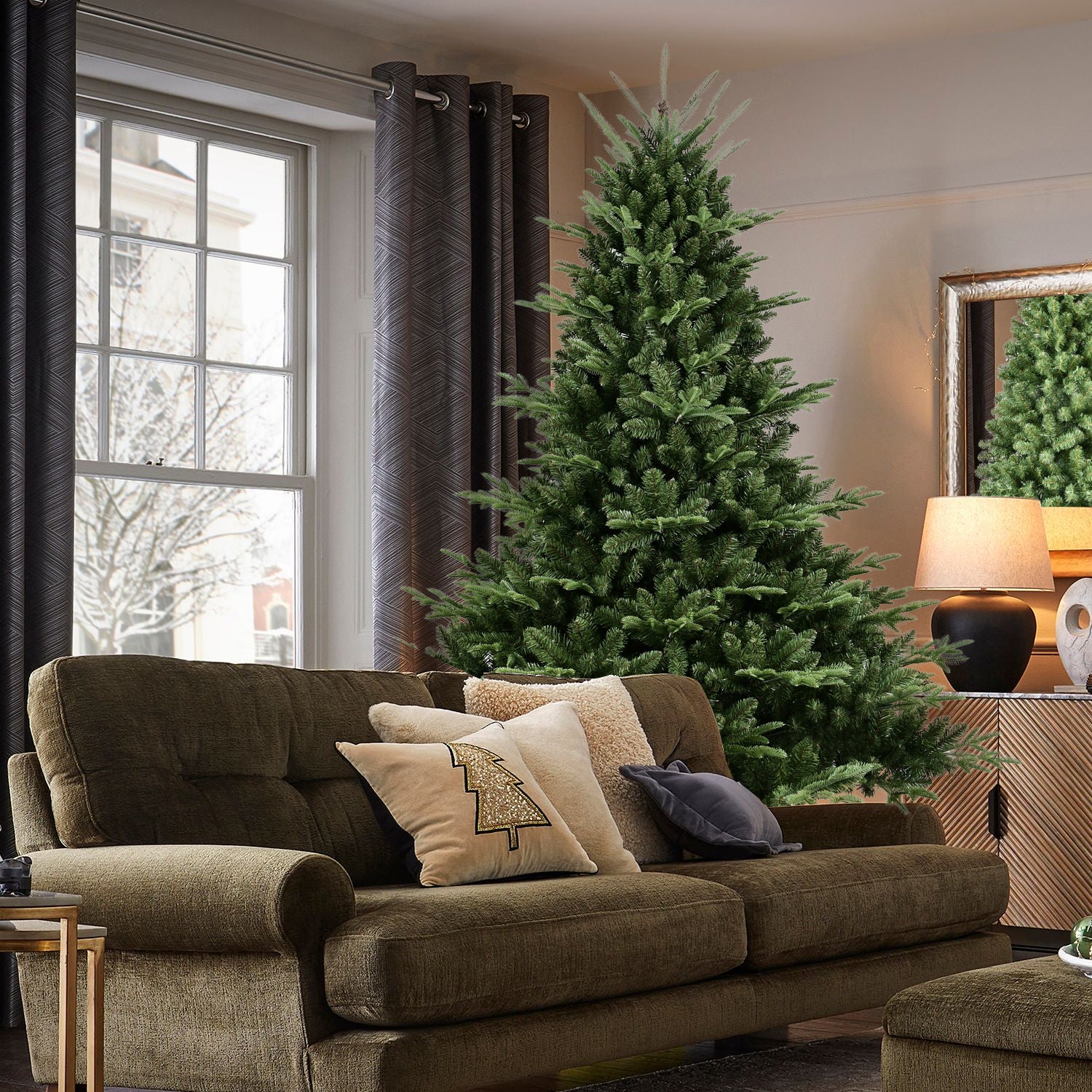 Full-Shaped 9FT Christmas Tree with 3451 Tips – PE/PVC Mixed Needles, Wide Base for Large Spaces, Hinged Structure for Easy Setup, Metal Stand for Strong Support*
