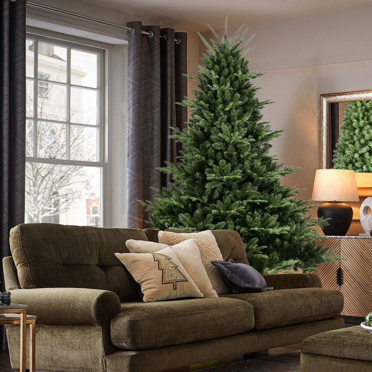 Full-Shaped 9FT Christmas Tree with 3451 Tips – PE/PVC Mixed Needles, Wide Base for Large Spaces, Hinged Structure for Easy Setup, Metal Stand for Strong Support*