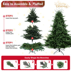 Full-Shaped 9FT Christmas Tree with 3451 Tips – PE/PVC Mixed Needles, Wide Base for Large Spaces, Hinged Structure for Easy Setup, Metal Stand for Strong Support*