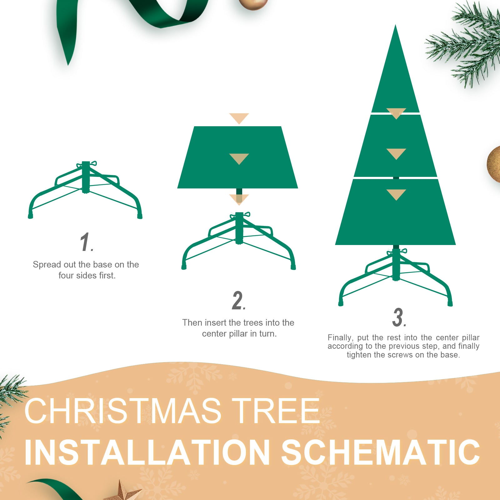9FT Christmas Tree with 2435 PE+PVC Tips – Full-Bodied Holiday Tree with Hinged Branches, Easy Assembly, Stable Metal Stand, Classic Green Xmas Decoration