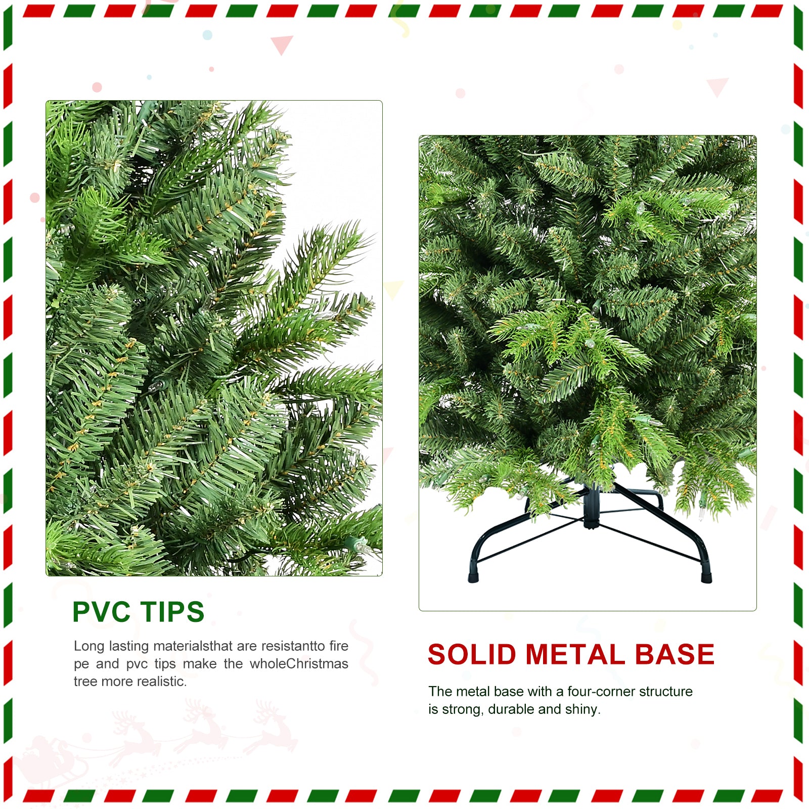 9FT Christmas Tree with 2435 PE+PVC Tips – Full-Bodied Holiday Tree with Hinged Branches, Easy Assembly, Stable Metal Stand, Classic Green Xmas Decoration