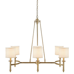 6-light Chandelier with Fabric Drum Shades Antique Gold See below