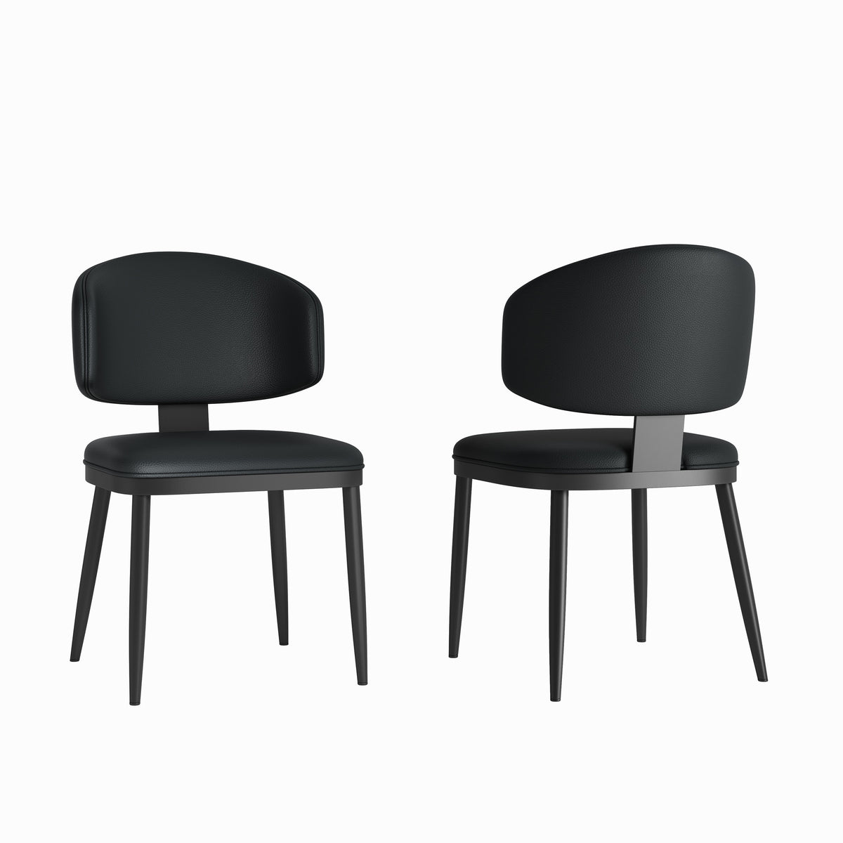 Dining Chairs Set of 2, Modern Design Home Chairs, PU Leather Metal Dining Chairs for Kitchen Dining Room-Black