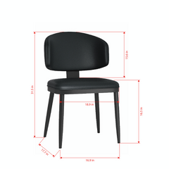 Dining Chairs Set of 2, Modern Design Home Chairs, PU Leather Metal Dining Chairs for Kitchen Dining Room-Black