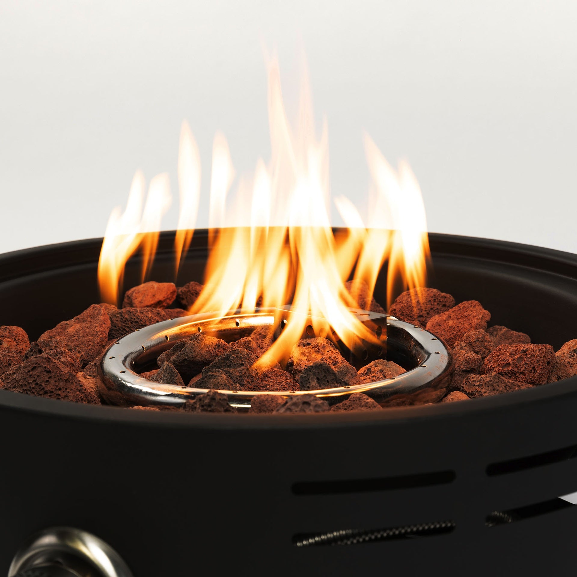 15" Propane Tabletop Gas Fire Pit, 40000 BTU Round Steel Fire Pit For Outdoor Living Room Garden Balcony -Black