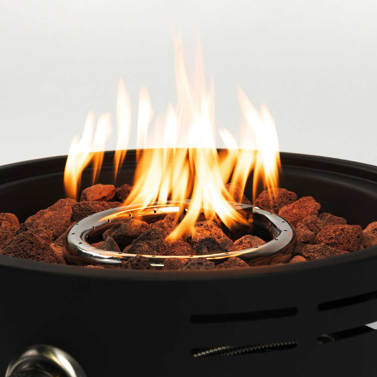 15" Propane Tabletop Gas Fire Pit, 40000 BTU Round Steel Fire Pit For Outdoor Living Room Garden Balcony -Black