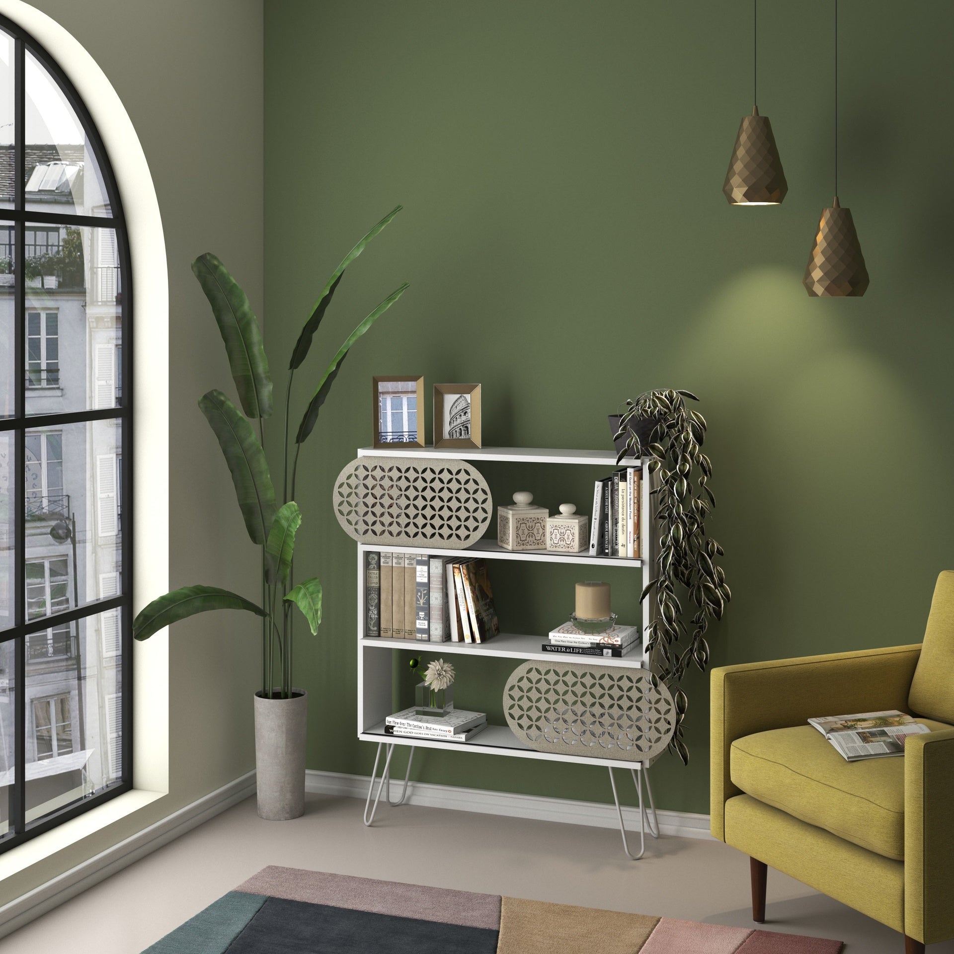 Illia Modern 3-Tier Bookcase Open Bookshelf, Metal Leg, Wood Frame, Multi-Purpose Shelf for Living Room, Home Office, Kids Room
