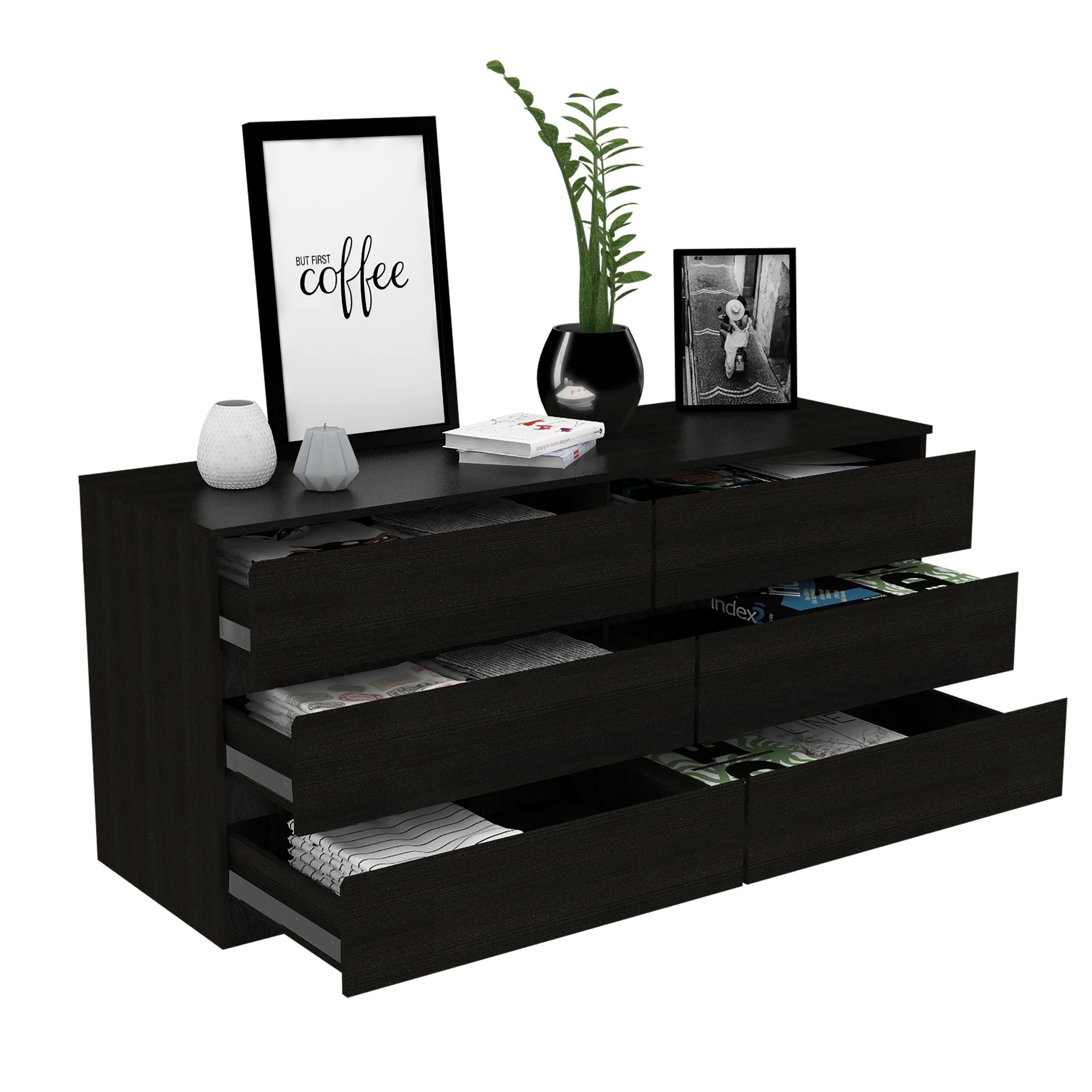 6 Drawer Double Dresser Tronx, Bedroom, Black