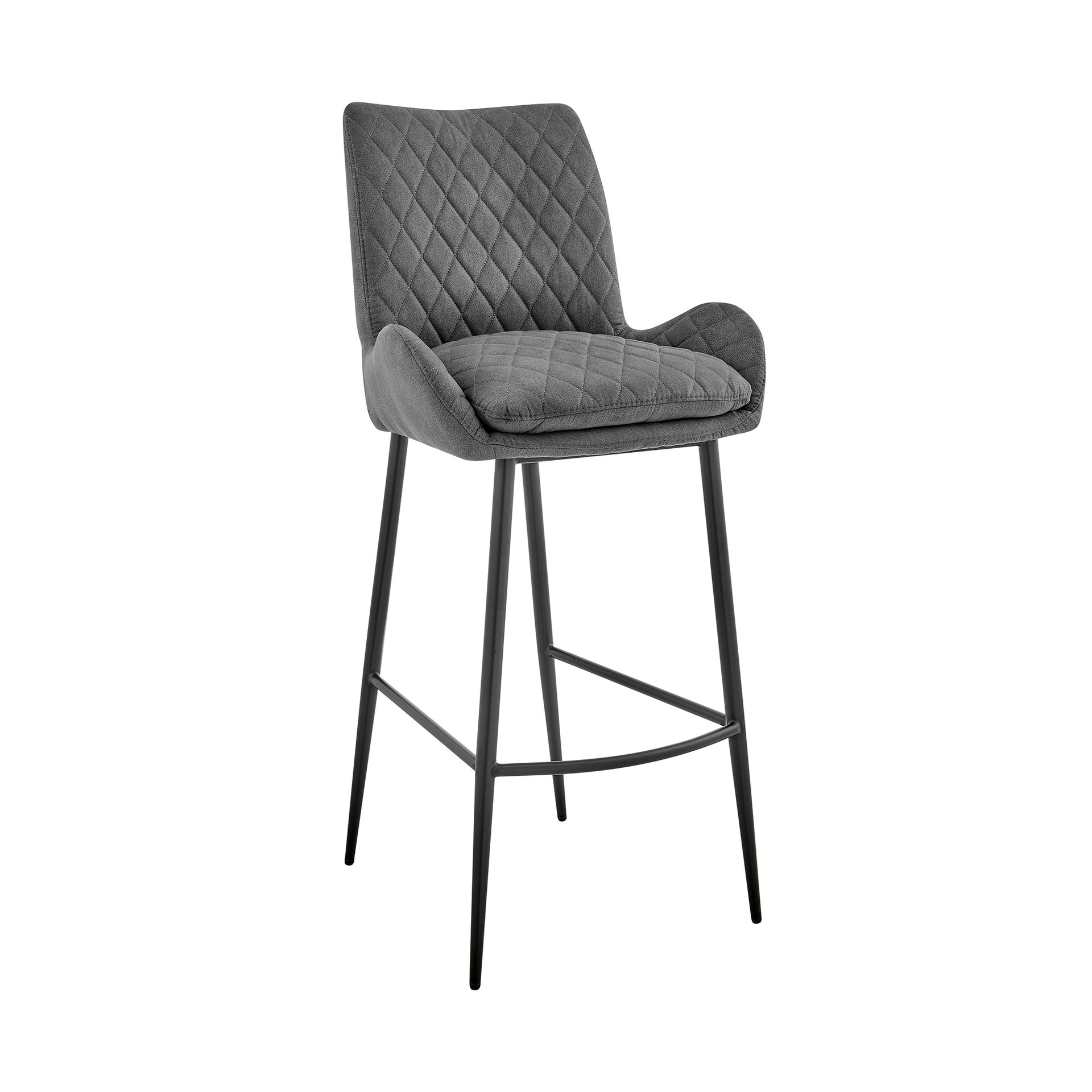 Garren 26" Counter Height Bar Stool in Charcoal Fabric and Black Finish