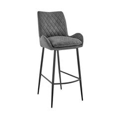 Garren 26" Counter Height Bar Stool in Charcoal Fabric and Black Finish