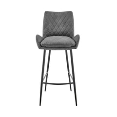 Garren 26" Counter Height Bar Stool in Charcoal Fabric and Black Finish