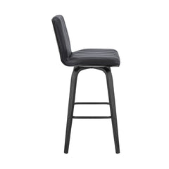 Quorin 30" Swivel Gray Faux Leather and Black Wood Bar Stool