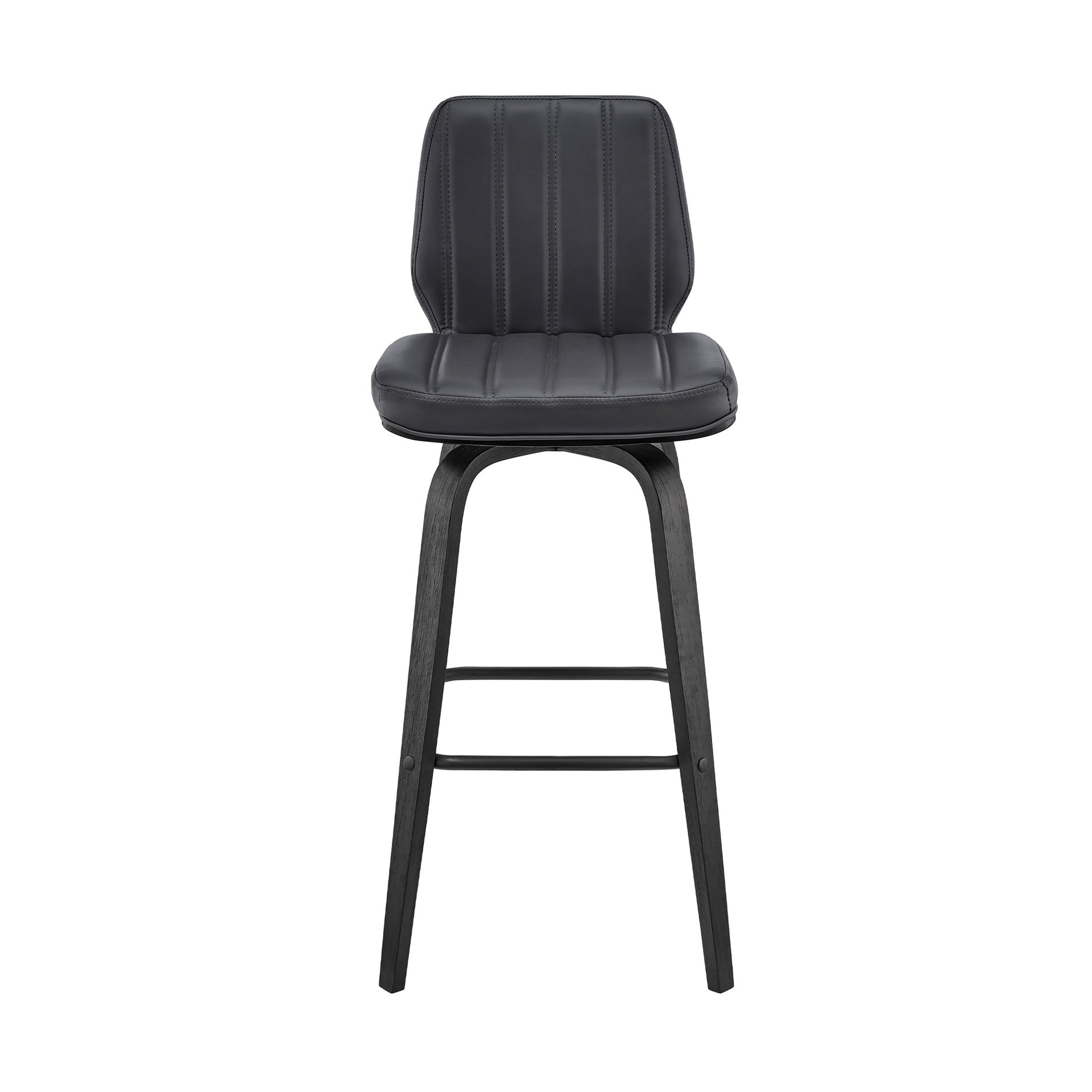 Quorin 30" Swivel Gray Faux Leather and Black Wood Bar Stool