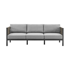 Solenna Aluminum and Rope Outdoor Sofa in Black and Dark Gray