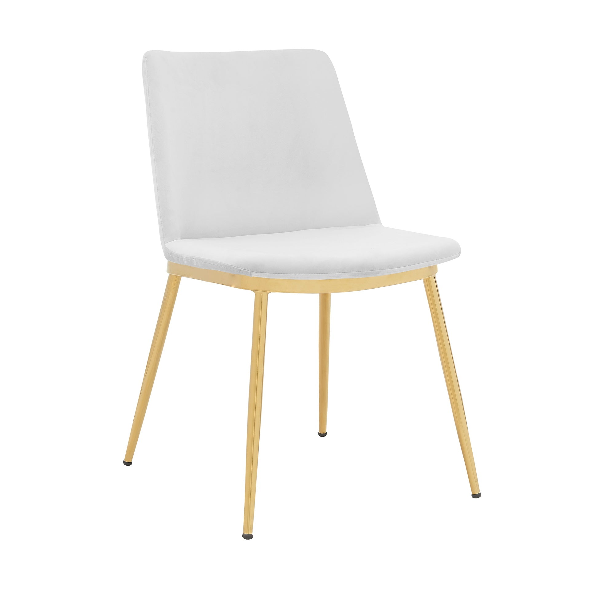 Opalyn Modern White Velvet and Gold Metal Leg Dining Room Chairs - Set of 2