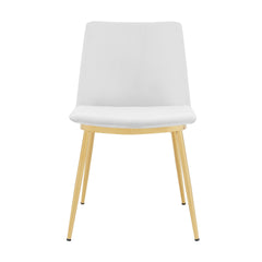 Opalyn Modern White Velvet and Gold Metal Leg Dining Room Chairs - Set of 2