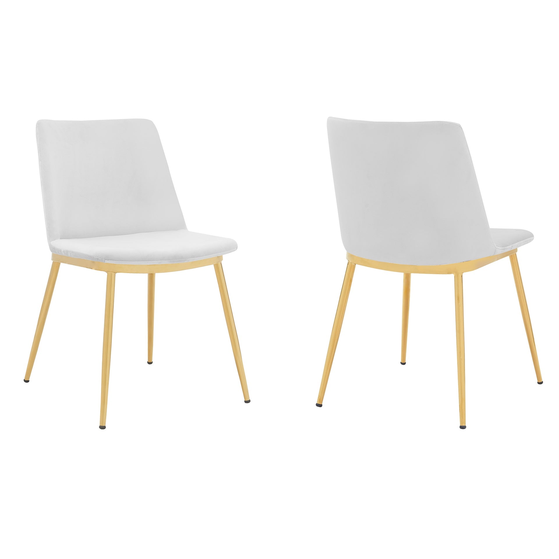 Opalyn Modern White Velvet and Gold Metal Leg Dining Room Chairs - Set of 2
