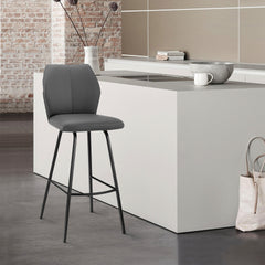 Mirano Gray Faux Leather and Black Metal 26" Counter Stool