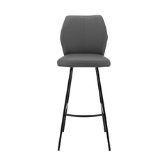 Mirano Gray Faux Leather and Black Metal 26" Counter Stool