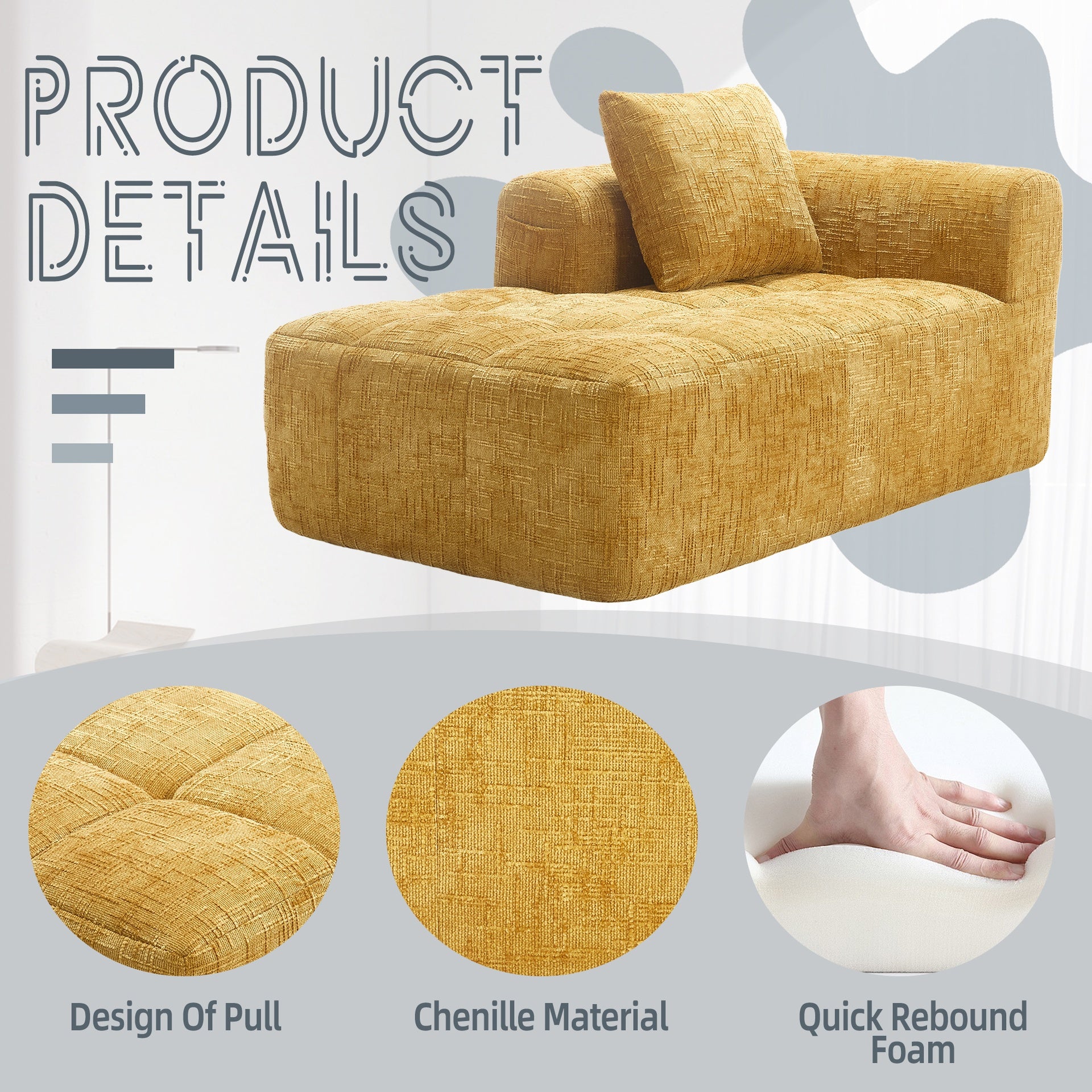 UNITED WE WIN Chenille Loveseat Sofa,Minimalist Modular Couches Sleeper for Living Room Bedroom Apartment Lounge