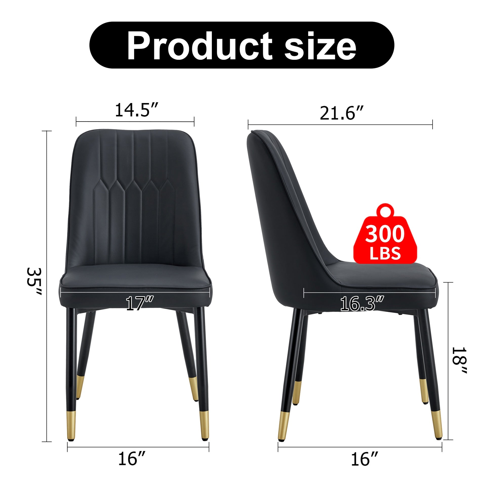 Modern dining chairs, equipped with PU artificial leather backrest cushions and black metal legs, suitable for restaurants, kitchens, and bedrooms. Set of 6 pieces (black+PU leather)C-007