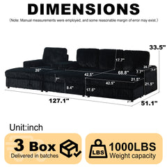 Corduroy single recline With 3-seater sofa ,cup-holding grooves Comfy Sofa- Deep Seat Couch for Living Room