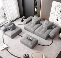 Modern Oversized Modular Sectional Sofa,Sparkling Chenille Fabric Soft Cushion Sofa with 6 Pillows,6 PCS DIY Combination Tufted Sofa,No Assembly Required,GREY