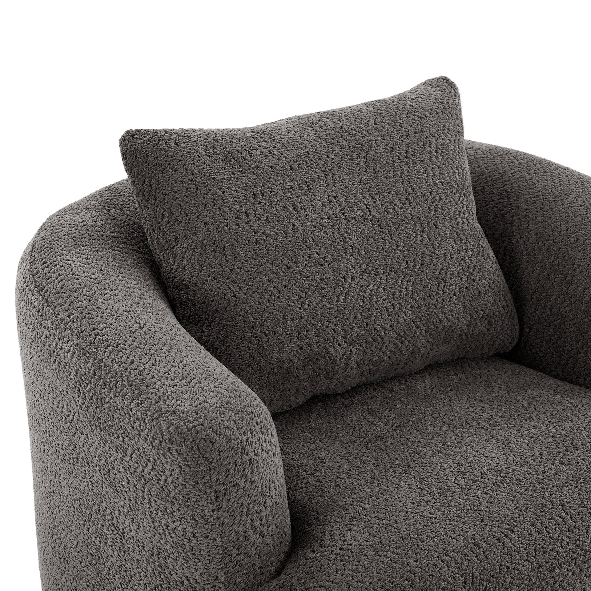 360° Swivel Chair, 38.2" Accent Chair Sofa, Upholstered Swivel Barrel Sofa Chair with a Throw Pillow for Living Room, Bedroom, Office and Hotel, Grey