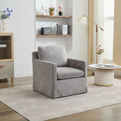 29.92'' Swivel Accent Chair, Upholstered Skirted Swivel Chair with Removable Back Cushion, 360 Degree Comfy Armchair for Living Room, Nursery, Lounge,Office,Gray Chenille