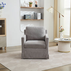 29.92'' Swivel Accent Chair, Upholstered Skirted Swivel Chair with Removable Back Cushion, 360 Degree Comfy Armchair for Living Room, Nursery, Lounge,Office,Gray Chenille