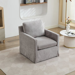 29.92'' Swivel Accent Chair, Upholstered Skirted Swivel Chair with Removable Back Cushion, 360 Degree Comfy Armchair for Living Room, Nursery, Lounge,Office,Gray Chenille
