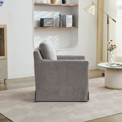 29.92'' Swivel Accent Chair, Upholstered Skirted Swivel Chair with Removable Back Cushion, 360 Degree Comfy Armchair for Living Room, Nursery, Lounge,Office,Gray Chenille