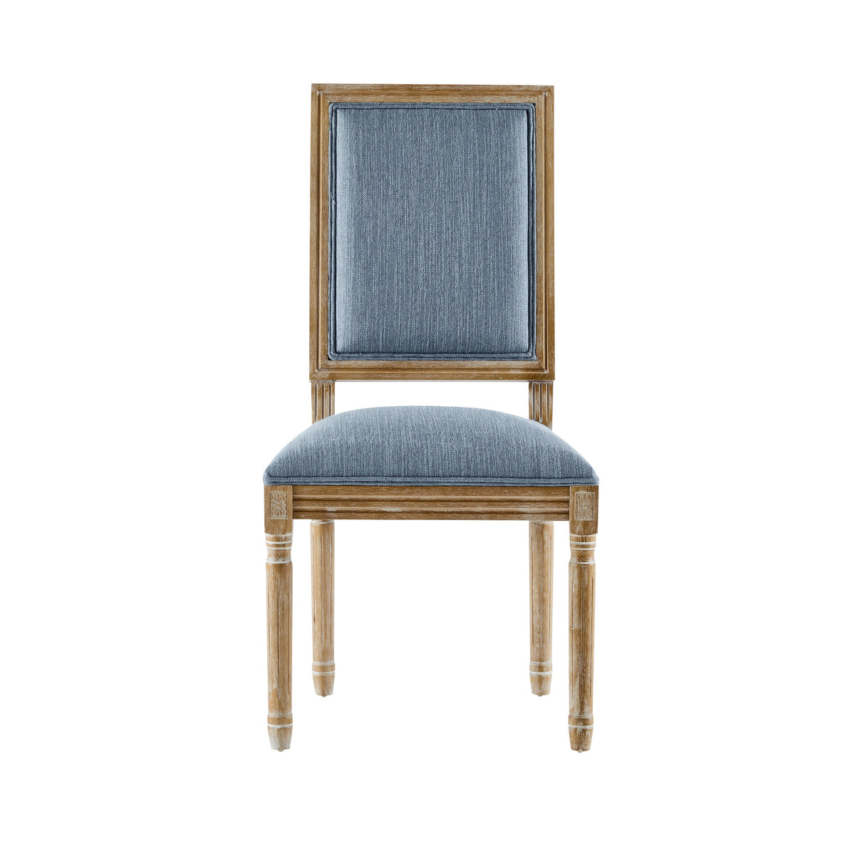 [Set of 2] French Country Dining Chairs - Elegant Cane Backrest & Upholstered Seats with Fluted Legs - Rustic Weathered Finish - Solid Rubberwood Frame - Vintage Inspired Kitchen & Dining Room Chairs